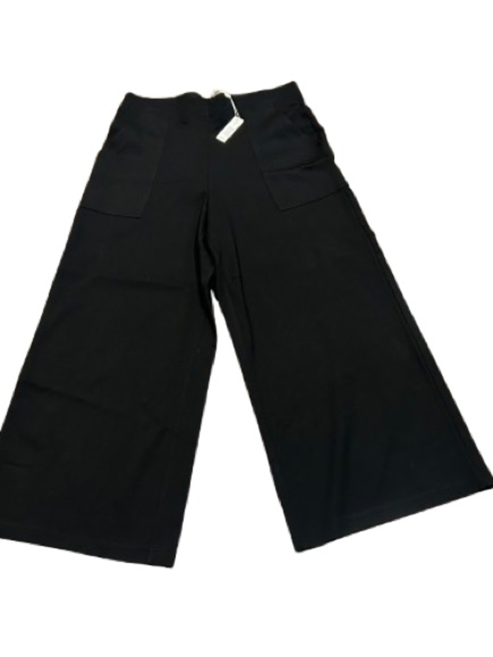 NWT Max Studio Black Ponte Knit Pull On Wide Leg Pants L Corporate Girl Staple